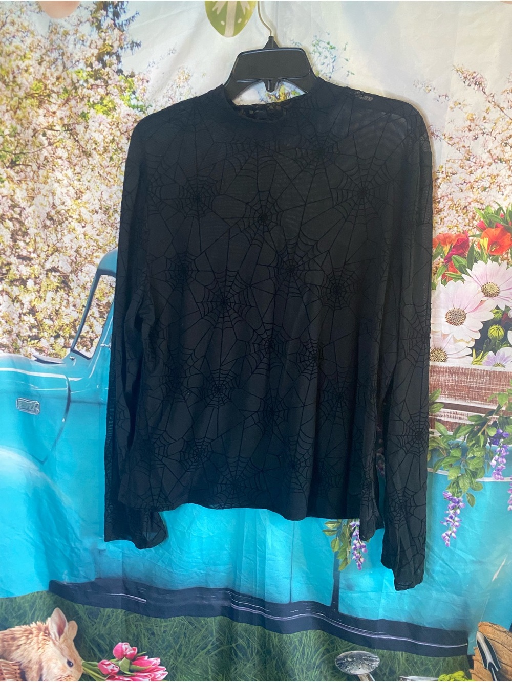 SHEIN Black Sheer Spiderweb Mesh Top